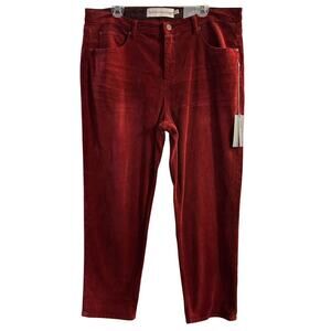 NWT Soft Surroundings Straight Leg Full Length Corduroy Red Pant Size 18